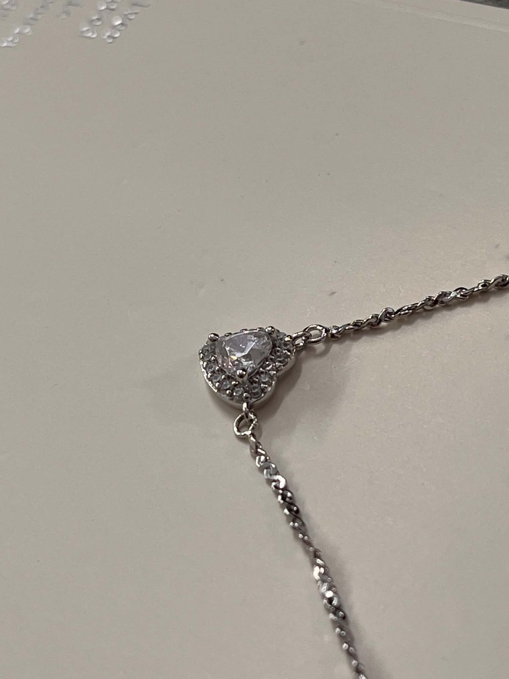 a new day Silver-Tone Heart Necklace with Clear Crystal